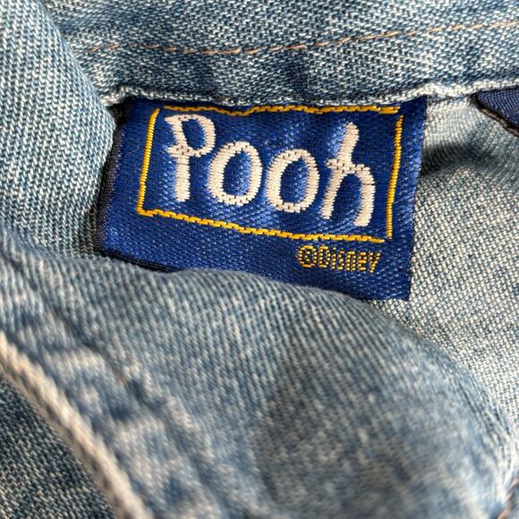 Vintage Disney Pooh Chambray Denim Shirt Tigger Piglet Embroidery Button Front - Picture 7 of 9